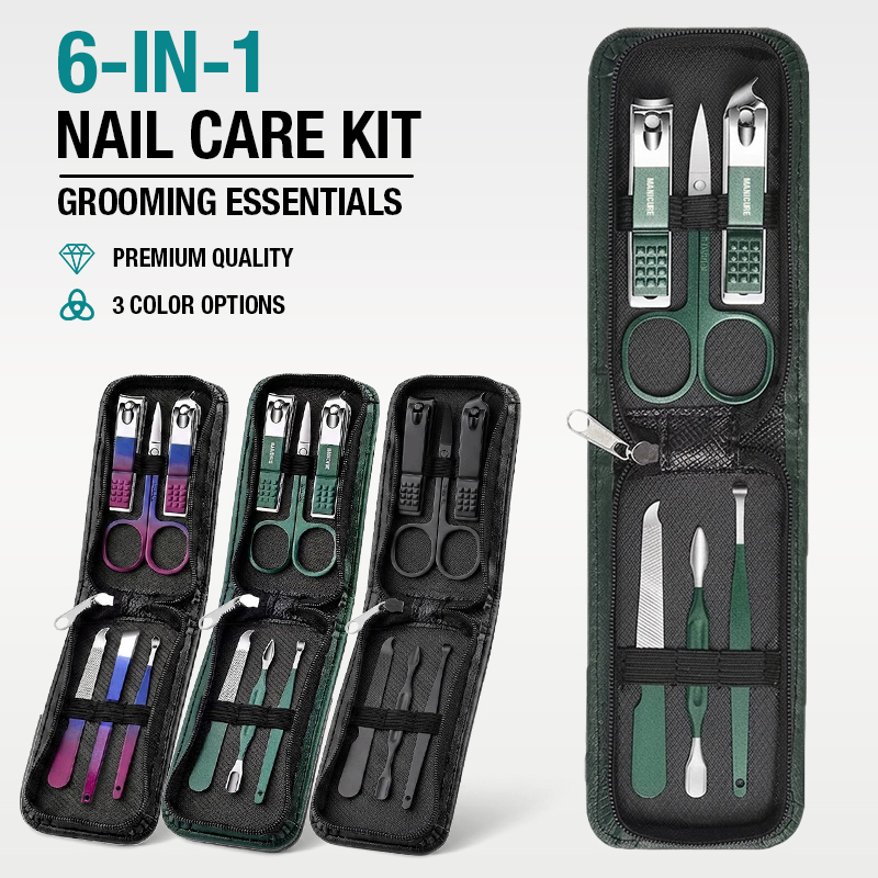 Mens Grooming Travel Kit - 6-IN-1 Taşınabilir Tırnak Makası Seti Erkekler